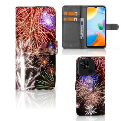 Xiaomi Redmi 10C | Wallet Case | met Pasjes | Vuurwerk