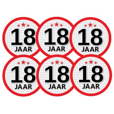 18 jaar leeftijd sticker - 6x - rond - Dia 15 cm - 18 jaar verjaardag - jubileum - leeftijd versieri 18 jaar leeftijd sticker - 6x - rond - Dia 15 cm - 18 jaar verjaardag - jubileum - leeftijd versieri