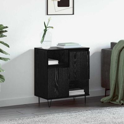 Dressoir Zwart eiken 60 x 35 x 70 cm Bewerkt hout