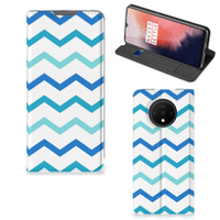 OnePlus 7T Hoesje met Magneet Zigzag Blauw - thumbnail