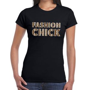 Fashion Chick slangen print tekst t-shirt zwart dames