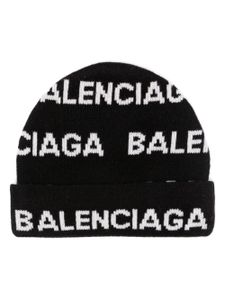 Balenciaga bonnet en maille intarsia - Noir