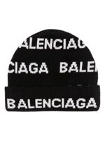 Balenciaga bonnet en maille intarsia - Noir - thumbnail