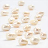 Creativ Company Zoetwaterparels, d 4-7 mm, gatgrootte 1 mm, ca. 60 stuk, parelmoer, 40 cm/ 1 doos