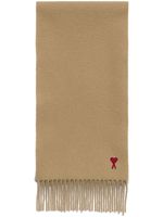 AMI Paris Ami de Coeur fringed-edge wool scarf - Tons neutres