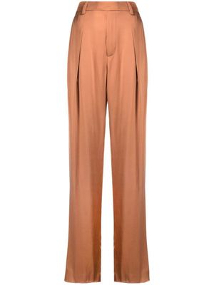 Brunello Cucinelli pantalon de tailleur en soie à taille haute - Orange