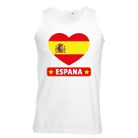 Spanje hart vlag singlet shirt/ tanktop wit heren