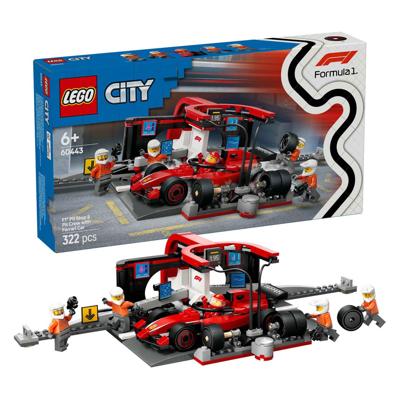 LEGO city 60443 f1 pitstop en pitcrew met ferrari auto