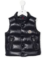 Moncler Enfant gilet matelassé à patch logo - Bleu - thumbnail