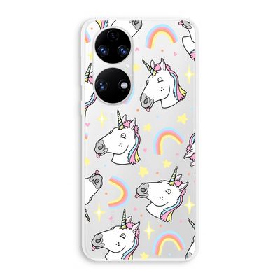 Rainbow Unicorn: Huawei P50 Transparant Hoesje