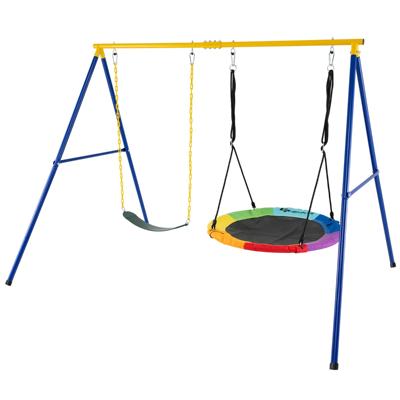 Dubbele Kinderschommel met Schommelframe Belastbaar Tot 300 kg (2 Schommels met Frame)