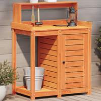 VidaXL Oppottafel met schappen 82,5x50x109,5 cm grenenhout bruin