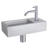 Differnz Ravo fonteinset beton lichtgrijs - kraan gebogen - 38.5 x 18.5 x 9 cm - chroom