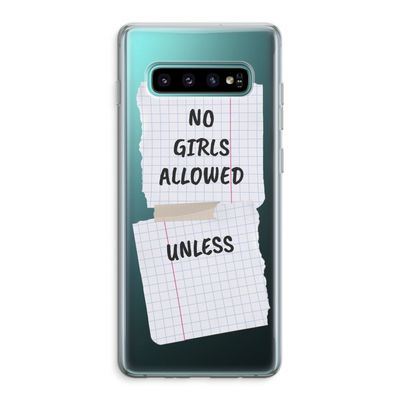 No Girls Allowed Unless: Samsung Galaxy S10 Plus Transparant Hoesje
