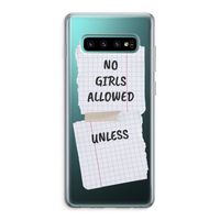 No Girls Allowed Unless: Samsung Galaxy S10 Plus Transparant Hoesje