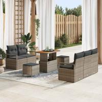 Tuinbankenset met kussen 8 pcs Grijs poly rattan