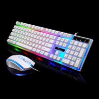 ZGB G21 1600 DPI Professional Wired kleurrijke Backlight mechanische gevoel schorsing toetsenbord + optische muis Kit voor Laptop PC(White)