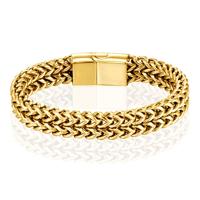 LGT JWLS Heren Armband - Dubbele Curb Chain van Edelstaal, Goud-21cm