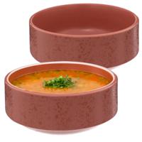 Soepkommen/serveer schaaltjes - 2x - Loft - keramiek - D15 x H7 cm - terracotta - Stapelbaar