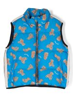 Palm Angels Kids gilet matelassé à logo imprimé - Bleu