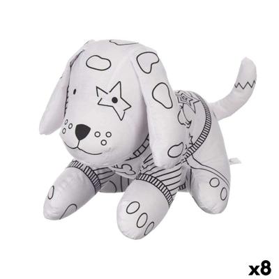 Knuffel om in te kleuren Pincello Wit Zwart Stof 13 x 14 x 20 cm Hond (8 Stuks)