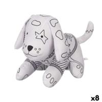 Knuffel om in te kleuren Pincello Wit Zwart Stof 13 x 14 x 20 cm Hond (8 Stuks)