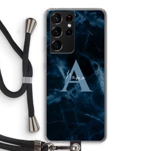Midnight Marble: Samsung Galaxy S21 Ultra Transparant Hoesje met koord