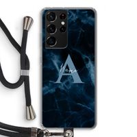 Midnight Marble: Samsung Galaxy S21 Ultra Transparant Hoesje met koord