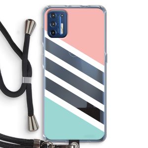Strepen pastel: Motorola Moto G9 Plus Transparant Hoesje met koord