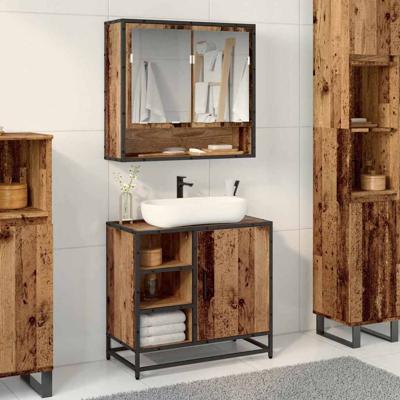 Badkamertenk te kast Oud hout 65 x 33 x 60 cm Bewerkt hout