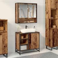 Badkamertenk te kast Oud hout 65 x 33 x 60 cm Bewerkt hout
