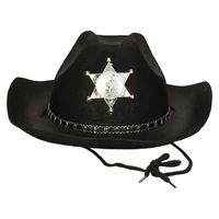 Atosa Carnaval verkleed Cowboy hoed Kentucky - zwart - volwassenen - Western Sheriff thema   -