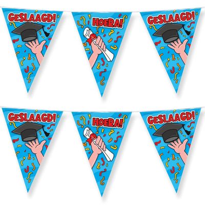 3x Stuks Paperdreams Vlaggenlijn - geslaagd/afstudeer feest- 10m - diverse kleuren - folie