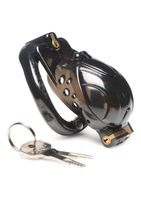 Double Lockdown Locking Customizable Chastity Cage - Black