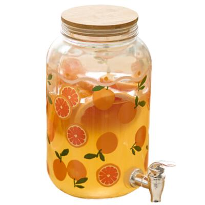 Secret de Gourmet Drankdispenser - 4 liter - oranje - glas - limonadetap - waterdispenser