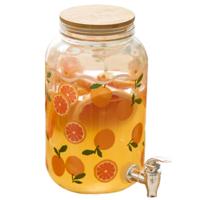 Secret de Gourmet Drankdispenser - 4 liter - oranje - glas - limonadetap - waterdispenser