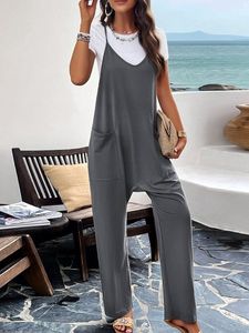 Casual Loose Spaghetti Plain Jumpsuit