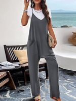 Casual Loose Spaghetti Plain Jumpsuit - thumbnail