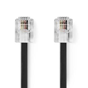 Nedis Telecomkabel | RJ11 Male | RJ11 Male | 10.0 m | Kabel design: Plat | Connectorplating: Goud Verguld | Kabeltype: RJ11 | Zwart | Label -