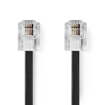 Nedis Telecomkabel | RJ11 Male | RJ11 Male | 10.0 m | Kabel design: Plat | Connectorplating: Goud Verguld | Kabeltype: RJ11 | Zwart | Label -