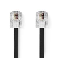 Nedis Telecomkabel | RJ11 Male | RJ11 Male | 10.0 m | Kabel design: Plat | Connectorplating: Goud Verguld | Kabeltype: RJ11 | Zwart | Label -