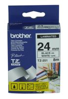 Labeltape Brother P-touch TZE-251 24mm zwart op wit - thumbnail