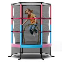 Trampoline voor Kinderen Kleuter Trampoline met Veilige Bescherming Net en Spring Pad Binnen en Buiten Recreatieve Trampoline Roze