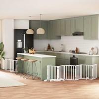 VidaXL Hondenhek inklapbaar met deur 15 panelen 750cm populierhout wit