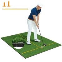 3-In-1 Golftrainingsmat Kunstgrastrainingsmat met 2 Golfspikes 2 Uitlijnstangen en 6 Voorgeboorde Gaten voor Spikes 152 cm x 117 cm