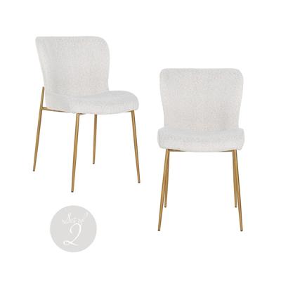 Eetkamerstoel Odessa White Bouclé Brushed Gold