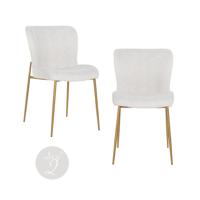 Eetkamerstoel Odessa White Bouclé Brushed Gold