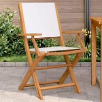 Tuinstoelen 2 st inklapbaar acaciahout en stof crèmewit