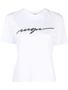 MSGM t-shirt en coton à logo strassé - Blanc