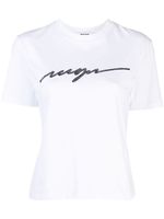 MSGM t-shirt en coton à logo strassé - Blanc - thumbnail